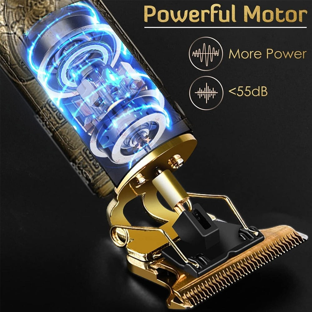Vintage T9 Professional Hair Trimmer – Cordless Beard & Hair Clipper with 4 Guide Combs