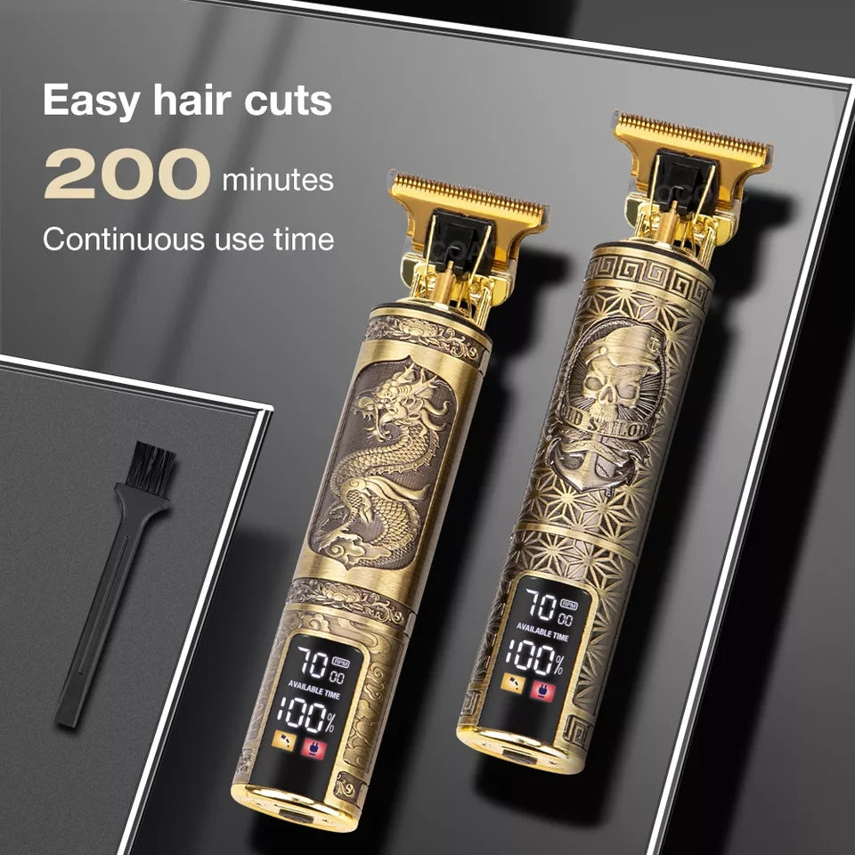 Vintage T9 Professional Hair Trimmer – Cordless Beard & Hair Clipper with 4 Guide Combs