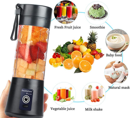 Portable Rechargeable Fruit Juicer Blender | Mini Electric Smoothie Maker with Cleaning Brush