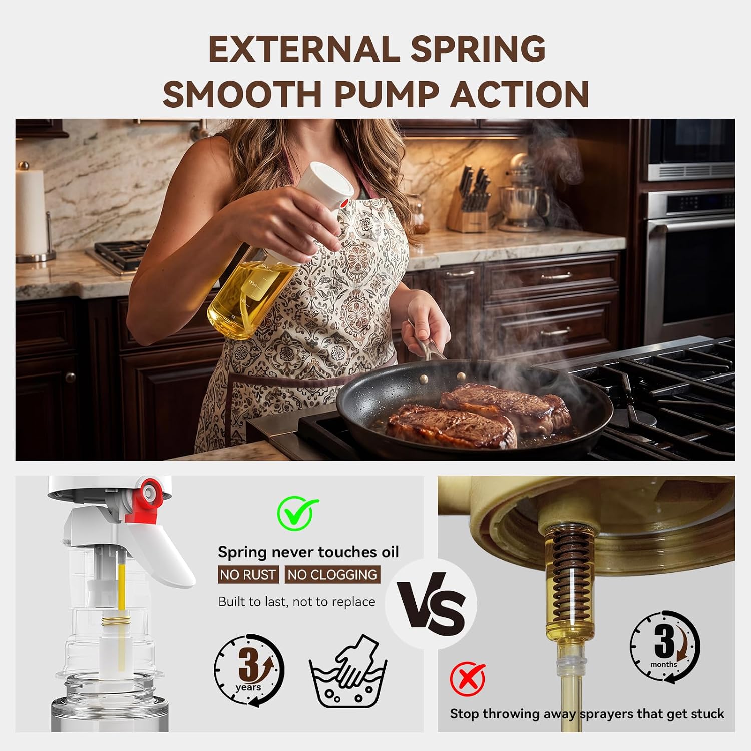 Premium 180ML Oil Spray Bottle – 1 Pump = 1 Gram | Glass Olive Oil Sprayer for Healthy Cooking