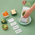 6-in-1 Multifunction Vegetable Cutter & Slicer – Manual Kitchen Chopper with Interchangeable Blades