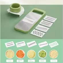 6-in-1 Multifunction Vegetable Cutter & Slicer – Manual Kitchen Chopper with Interchangeable Blades