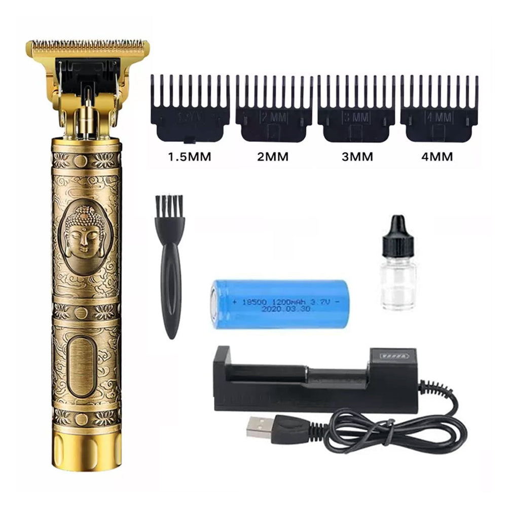 Vintage T9 Professional Hair Trimmer – Cordless Beard & Hair Clipper with 4 Guide Combs